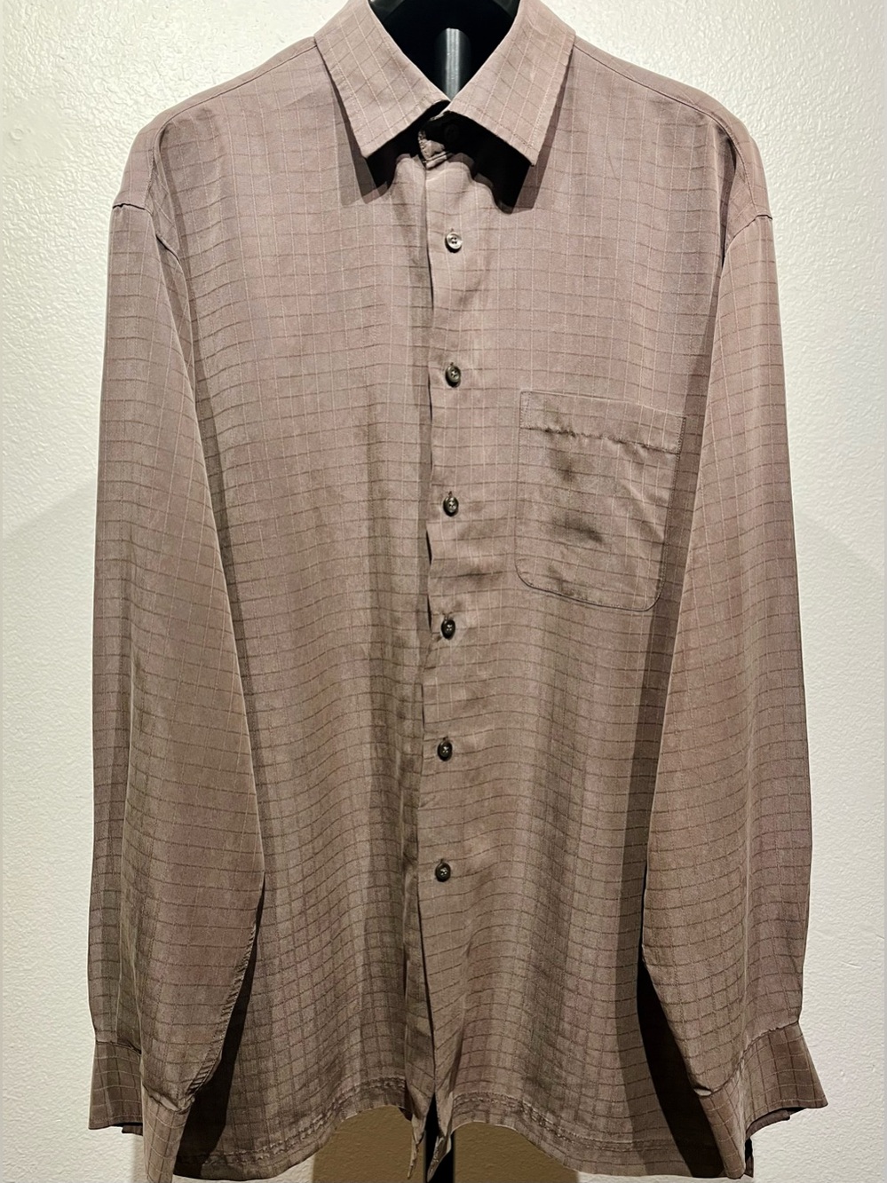 Haggar Long-Sleeve Button-Up Shirt in Light Brown - Size L (Men’s)